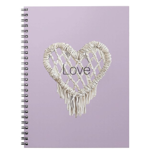 Cuaderno Fleco de Corazón Blanco Lavanda (Frente)