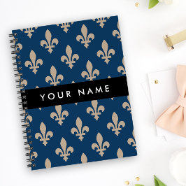 Cuaderno Fleur de Lis, beige sobre azul marino, real, tu no