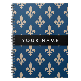 Cuaderno Fleur de Lis, beige sobre azul marino, real, tu no