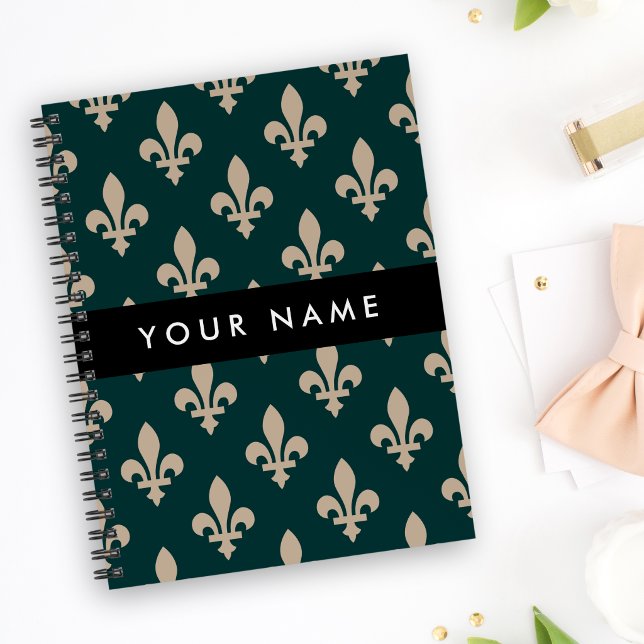 Cuaderno Fleur de Lis, Beige sobre Verde, Real, Tu Nombre (Subido por el creador)