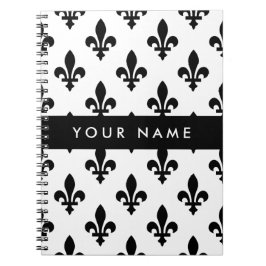 Cuaderno Fleur de Lis, Black on White, Black, Your Name