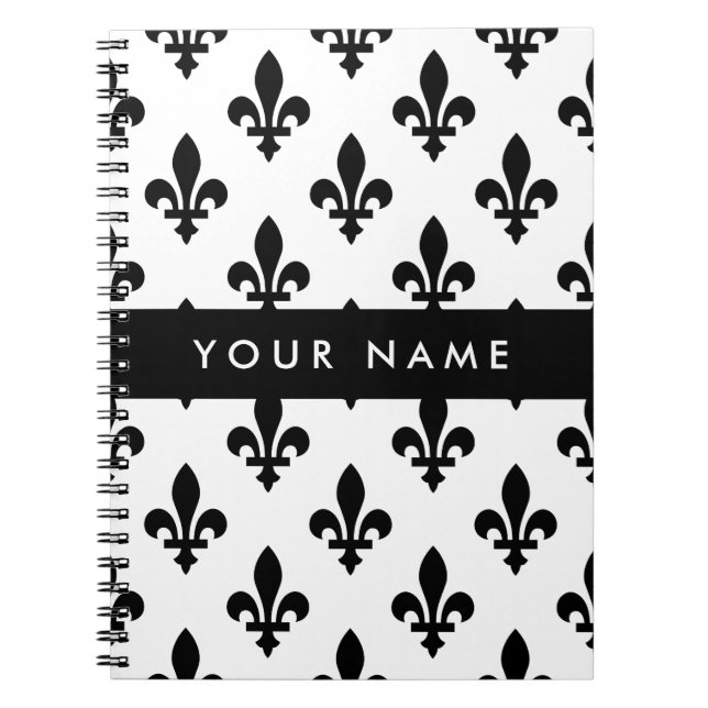 Cuaderno Fleur de Lis, Black on White, Black, Your Name (Frente)