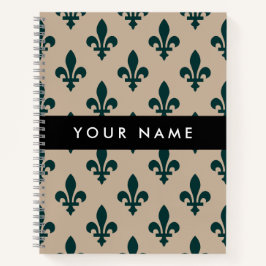 Cuaderno Fleur de Lis, Green on Beige, Royal, Your Name