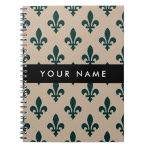 Fleur de Lis, Green on Beige, Royal, Your Name