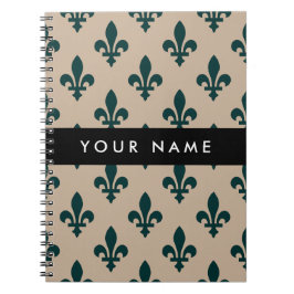 Cuaderno Fleur de Lis, Green on Beige, Royal, Your Name