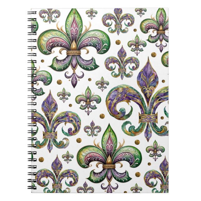 Cuaderno Fleur de Lis Watercolor Mardi Gras Vibes (Frente)