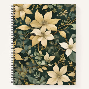 Cuaderno Fleurs dorées et vert foncé