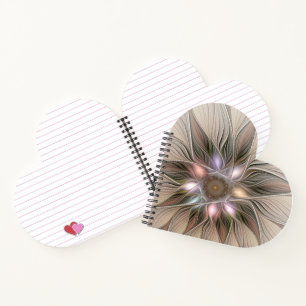 Cuaderno Flor Abstracta Alegre Beige Marrón Floral Fractal