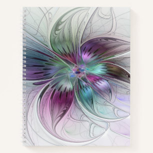 Cuaderno Flor Abstracta Colorida Arte Fractal Floral Modern