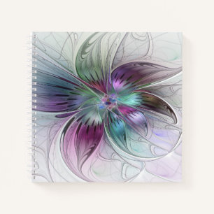Cuaderno Flor Abstracta Colorida Arte Fractal Floral Modern