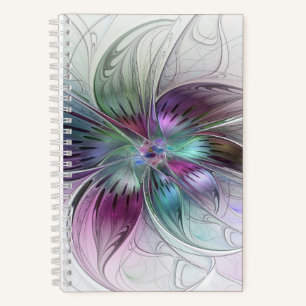 Cuaderno Flor Abstracta Colorida Arte Fractal Floral Modern