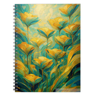 Cuaderno Flor abstracta de flor dorada