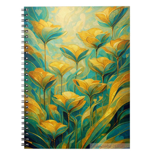 Cuaderno Flor abstracta de flor dorada  (Frente)
