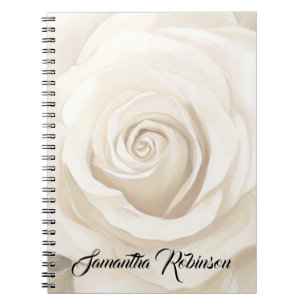 Cuaderno Flor abstracta de rosa blanca acuarela.