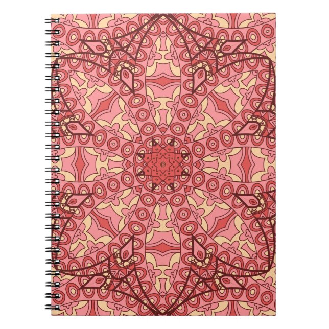 Cuaderno Flor abstracta mandala patrón étnico sin fisuras (Frente)