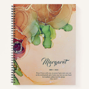 Cuaderno Flor abstracto rústico moderno nombrado