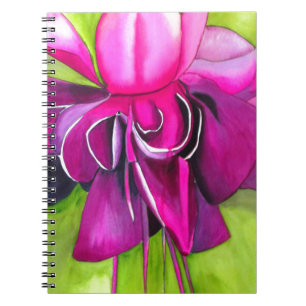 Cuaderno Flor acuarela de color rosa de arte pop de Fuchsia
