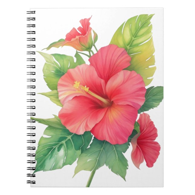 Cuaderno Flor acuática rosada Hibiscus (Frente)