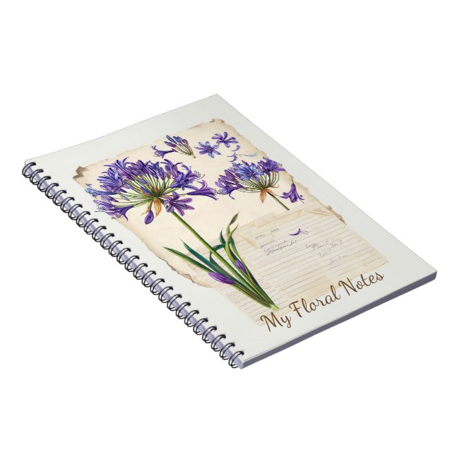 Cuaderno Flor agapanthus Ephemera Collage Art (Lado Derecho)