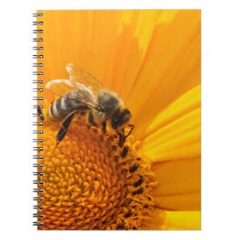 Cuaderno Flor Amarilla Brillante Y Abeja De Miel