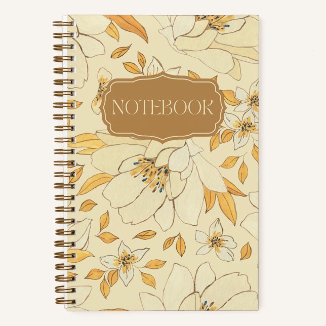Cuaderno Flor amarilla con flores y hojas (Anverso)