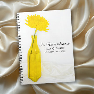 Cuaderno Flor amarilla en vase celebración del funeral de l