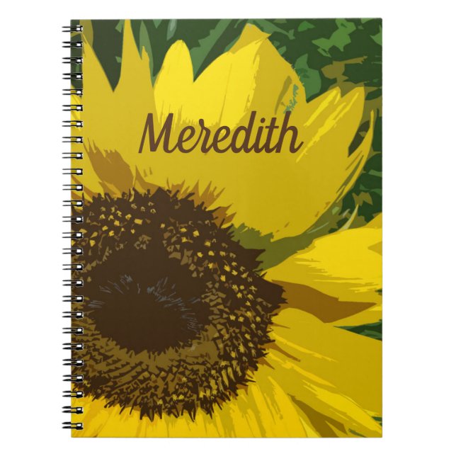 Cuaderno Flor amarillo brillante de girasol Pétalos Florale (Frente)
