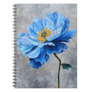 Cuaderno Flor azul acrílico