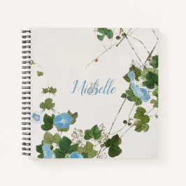 Cuaderno Flor azul botánica acuarela japonesa