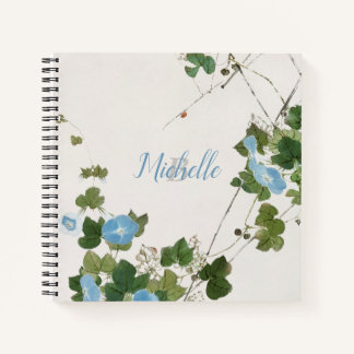 Cuaderno Flor azul botánica acuarela japonesa
