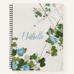 Cuaderno Flor azul botánica acuarela japonesa