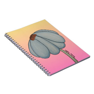 Cuaderno Flor azul con fondo rosa