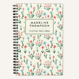 Cuaderno Flor azul dulce, simple, bruta