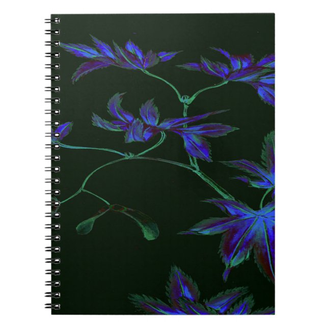 Cuaderno Flor azul profundo y verde japonesa (Frente)
