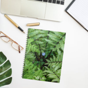 Cuaderno Flor azul y flor de avestruz fern floral