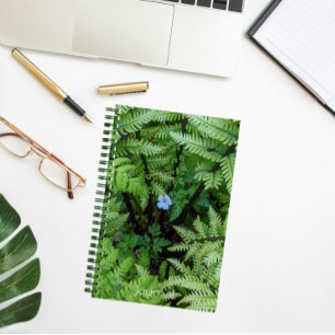 Cuaderno Flor azul y flor de avestruz fern floral