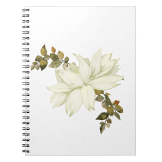 Cuaderno Flor Blanca y Follaje Simplista