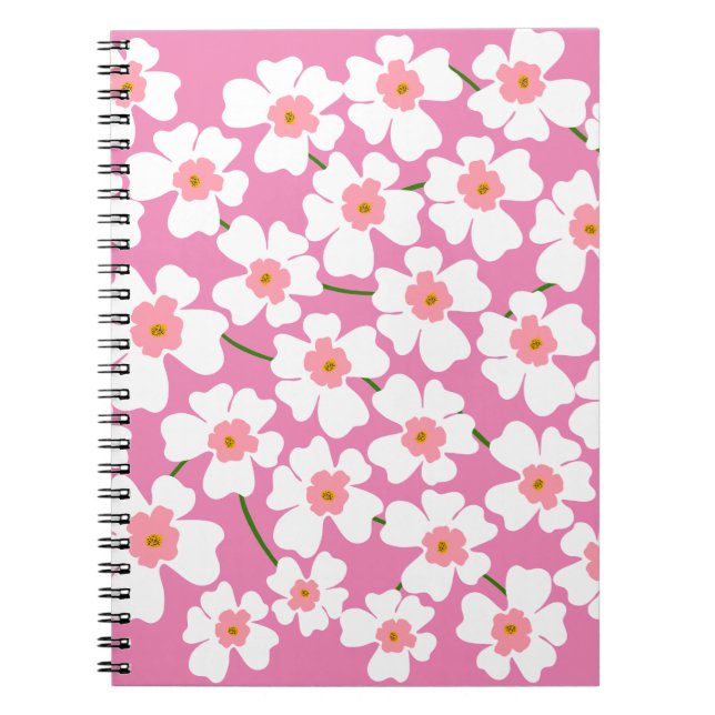 Cuaderno Flor blanca y rosa (Frente)