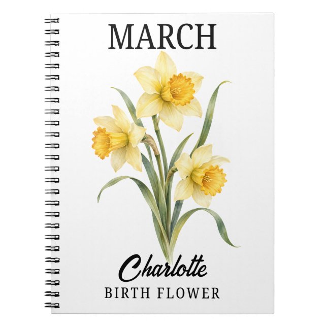 Cuaderno Flor Botánica de Cumpleaños de Narciso de Marzo (Frente)