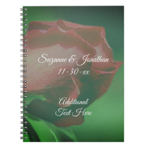 Cuaderno Flor Capullo de Rosa Roja Personalizada de Boda