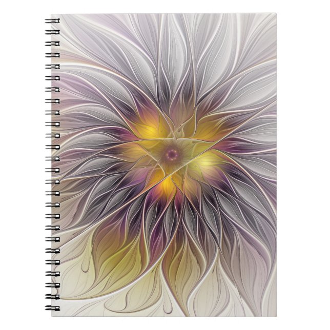 Cuaderno Flor colorida luminosa, abstracta fractal moderno (Frente)