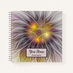 Cuaderno Flor Colorida Luminosa, Nombre de Fractal Abstract
