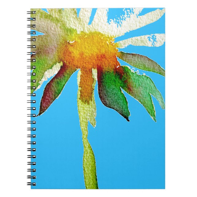 Cuaderno Flor Daisy Blue de arte moderno (Frente)