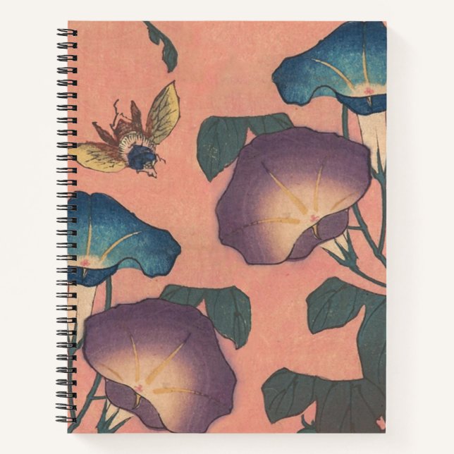 Cuaderno Flor de abeja rosa Arte Clásico Hokusai (Anverso)
