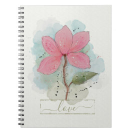 Cuaderno Flor de acuarela rosa Amor