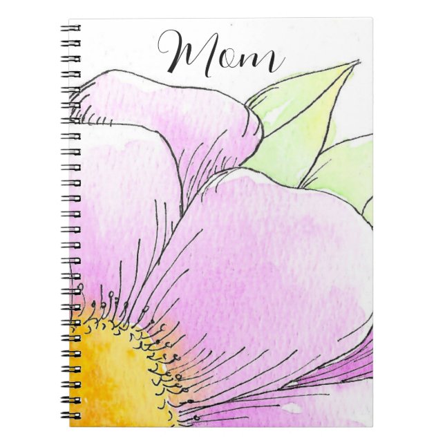 Cuaderno Flor de Acuarela Rosa Caprichosa (Frente)