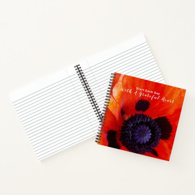 Cuaderno Flor De Adormidera Con Cita Alegre Del Corazón (Interior)