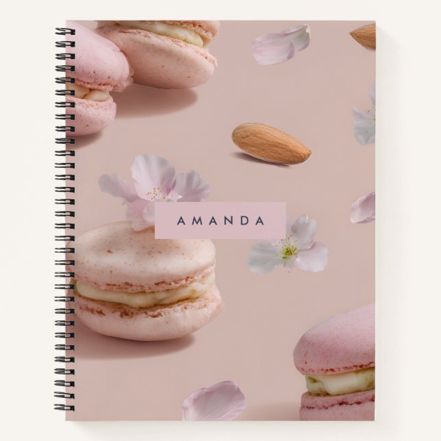 Cuaderno Flor de almendra personalizada de Pastel Macaron (Anverso)