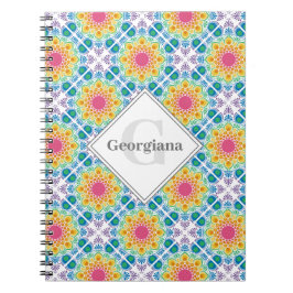 Cuaderno Flor de arcoiris personalizada Mandala Tile de dia