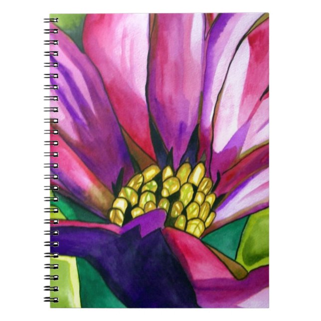 Cuaderno Flor de arte acuático morado de Daisy Africano (Frente)